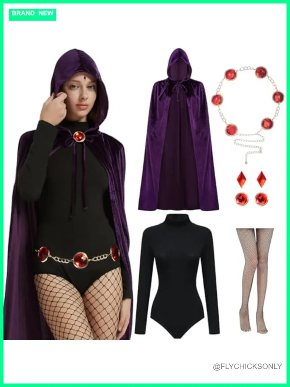 Women's Mystic Heroine Halloween Costume Set with Cape and Bodysuit